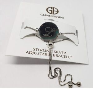 Giani Bernini Sterling Silver
Initial " L" engraved disc bolo adj  bracelet